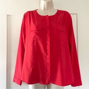 ❤️ Gap red satin button down blouse size XS loose fit